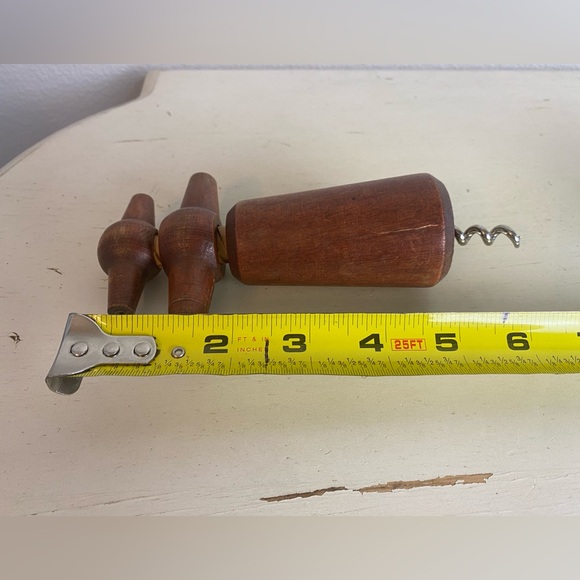 Vintage French Double Treen Wood Corkscrew, Turned Wood Tire Bouchon, Barware - Picture 7 of 7